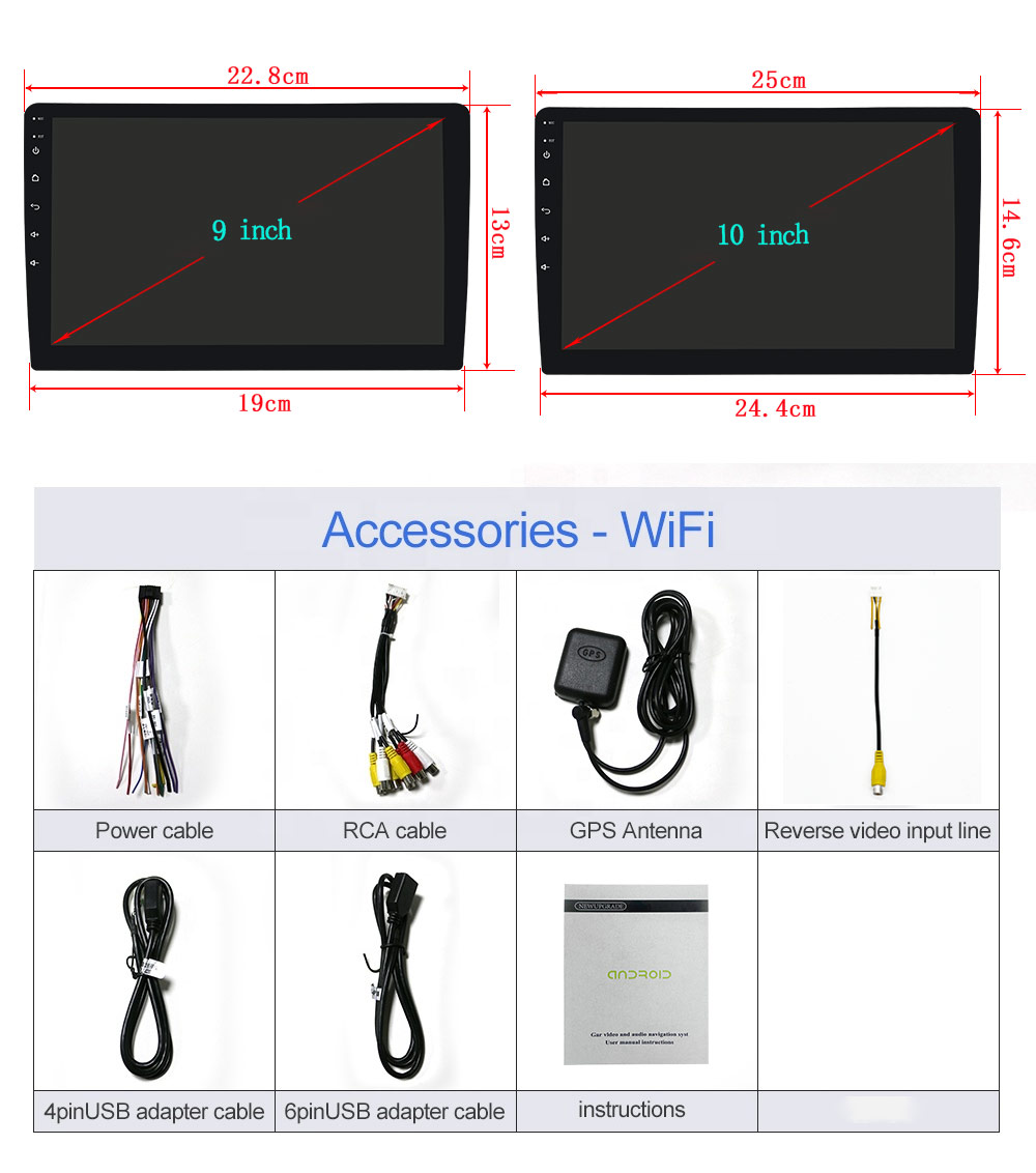 Universal 9 inch Car Stereo Navigation Player with IPS Screen and Rear Camera Support