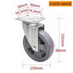 EDL‌ Medium Duty 6inch Caster TPE Plate by Rigid , Swivel and Brake Type 200kg