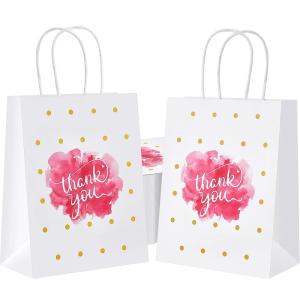 Quality Customized Logo Kraft Paper Bags with Hand Length Handle and Thank You Gift Carrier wholesale