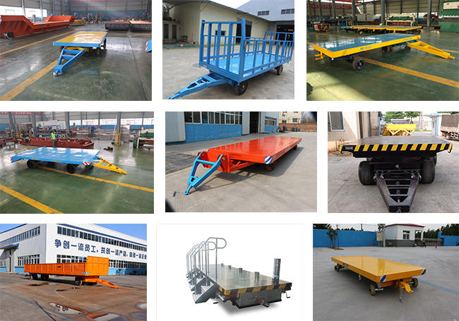 non motor heavy duty Plant Flat Bed Trailer warehousing material handling transfer carts