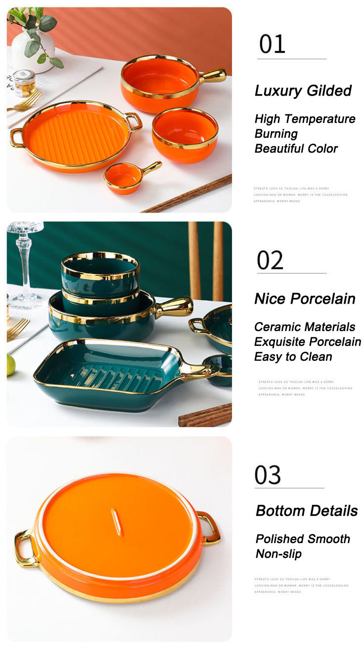 Double Wall Insulated Colorful Ceramic Dinner Plates Nordic Style For Cooking Kitchen