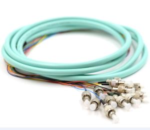 Quality 3 Meters Fiber Optic Pigtails Aqua OM2 / OM3 FC 12 Jacketed MM5010Gb For FTTH wholesale