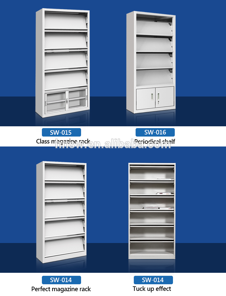 School Library Knocked Down Bookshelf Magazine Steel Shelf Rack