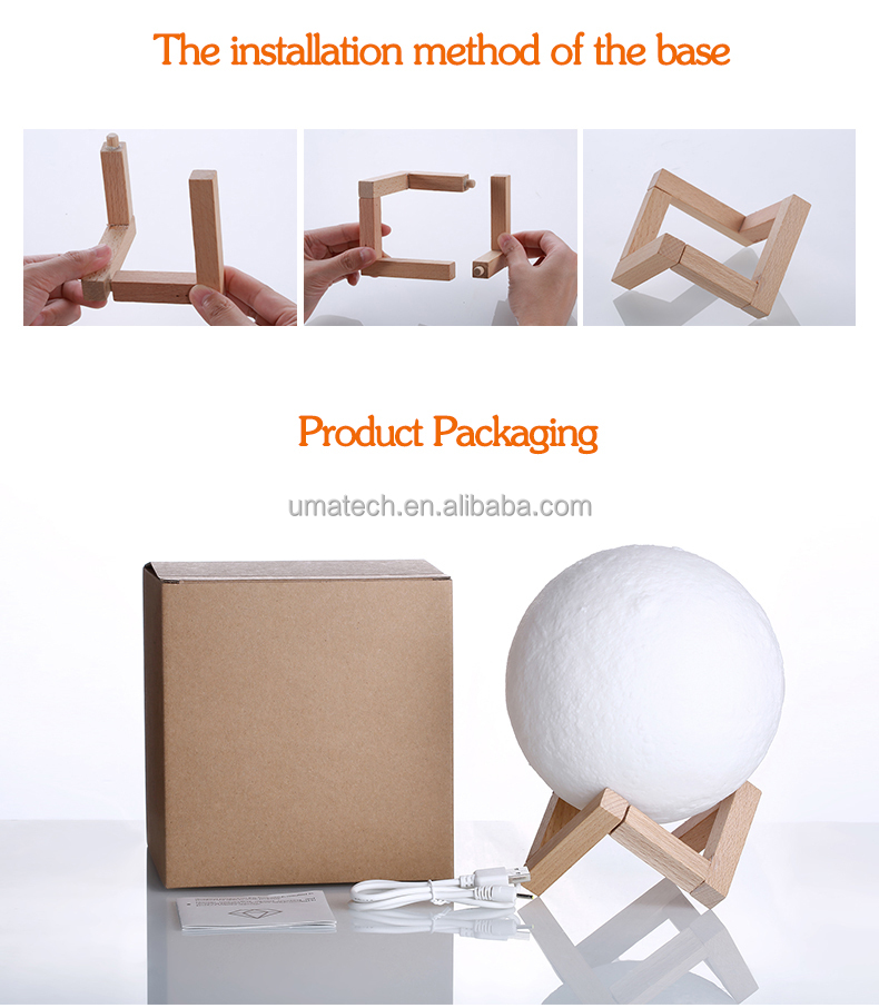 2021 Best Seller Good 3D Printing Moon Light Lamp with Switch Mode Remote Control