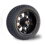 Glossy Black 12 Tempest Golf Cart Wheels 215/35-12 Street Tires Combo