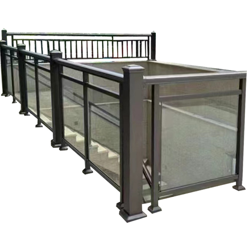 Customized Black Aluminum Glass Railing Panels Balcony Fence