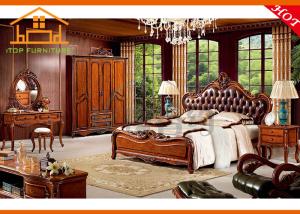 Quality cheapest iron wood circle high class solid mahogany style italian leather rococo french solid wood king size bedroom set wholesale