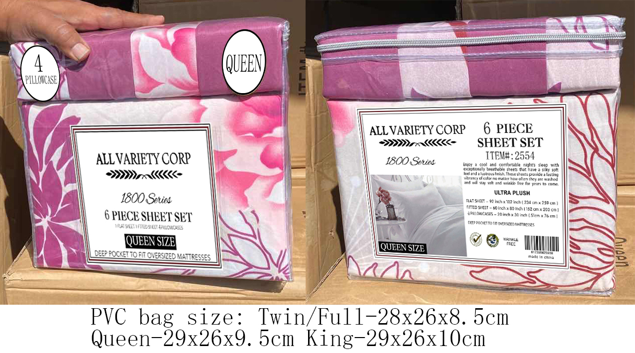 200TC 10 Different Designs 100% Polyester Print Microfiber Fabric Bedding Sheet Set 6pcs
