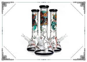 Quality Hand Drawing Owl Perc Glass Water Pipe 50 X 7mm Perc Glass Smoking Tubes wholesale