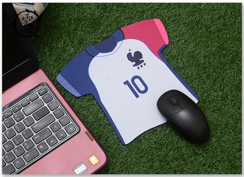 France Jersey Shape Digital Printed Marketing Promotional Gifts Computer Custom Mouse Pads Soccer Team