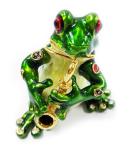 Violin Frog Trinket Box Music Jeweled Box Pewter Frog Jewelry Box Green Frog