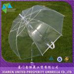 Waterproof J Handle 8mm Metal Shaft Transparent Rain Umbrella