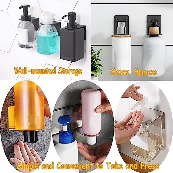 Wall Mounted Soap Bottle Dispenser Holder Single Tier Hanging Rack for Hand Pump Bottles