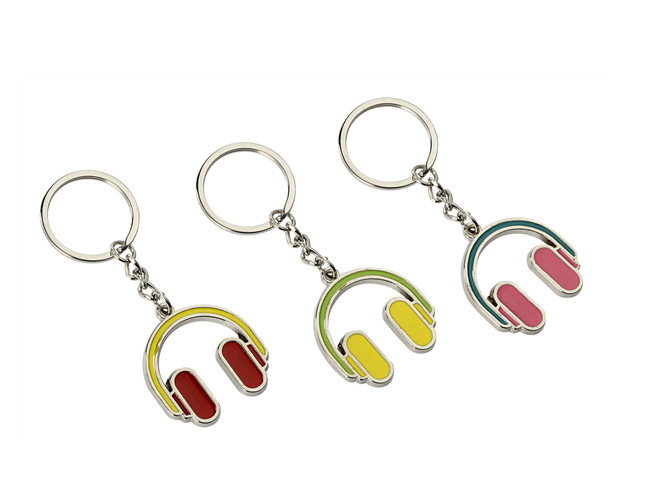 Pink Headphone Iron Enamel Key Chains Mini Advertising Gift Keyring