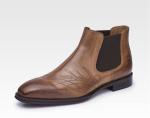 Full Grain Leather Mens Side Zip Dress Boots Round Toe Mens Black Leather Boots