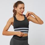 Sexy stripes seamless knitting sports bra women gather running stereotyped yoga