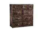 6 Drawers Leather Storage Trunk Brown Color 1M Height Copper Nails For
