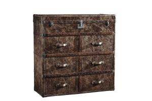Quality 6 Drawers Leather Storage Trunk Brown Color 1M Height Copper Nails For Decoration wholesale