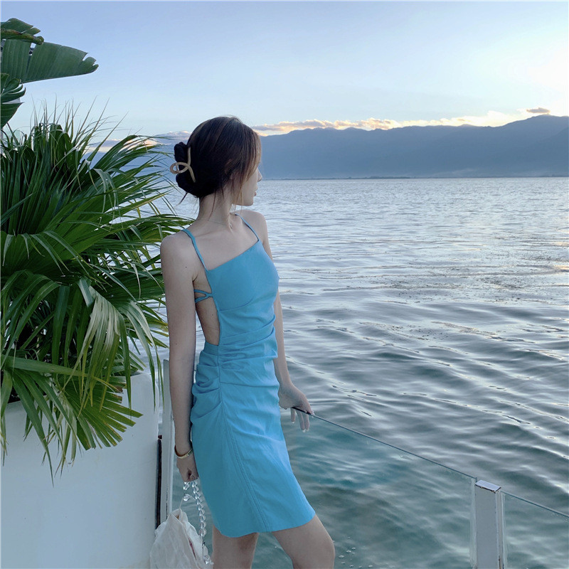 Sexy Blue Women's Beach Vacation Dresses
