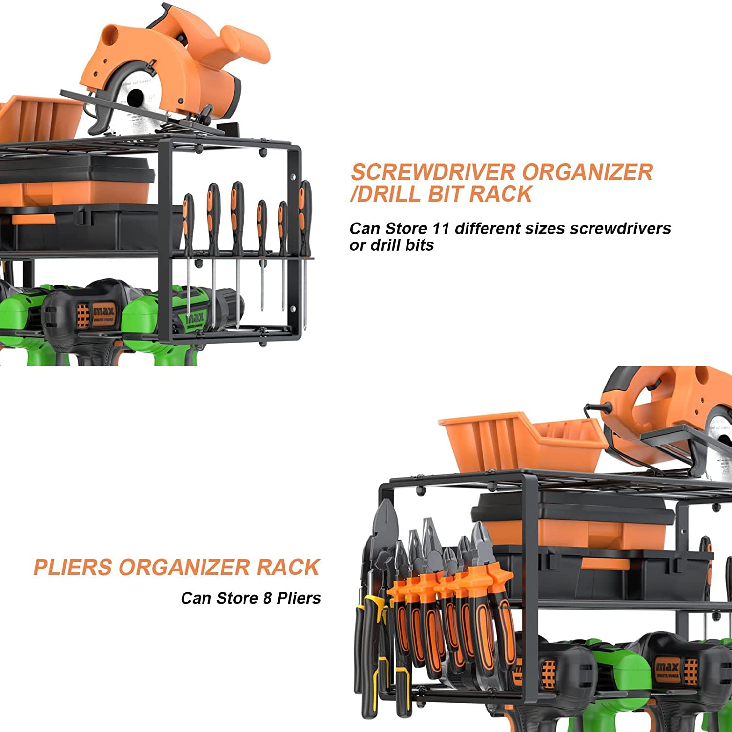 Garage Tool Organizer and Storage Utility Rack for Cordless Drill Hardware Included