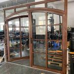 Arched Aluminium Hinged Doors French Design Wood Color Aluminum Door Hinge