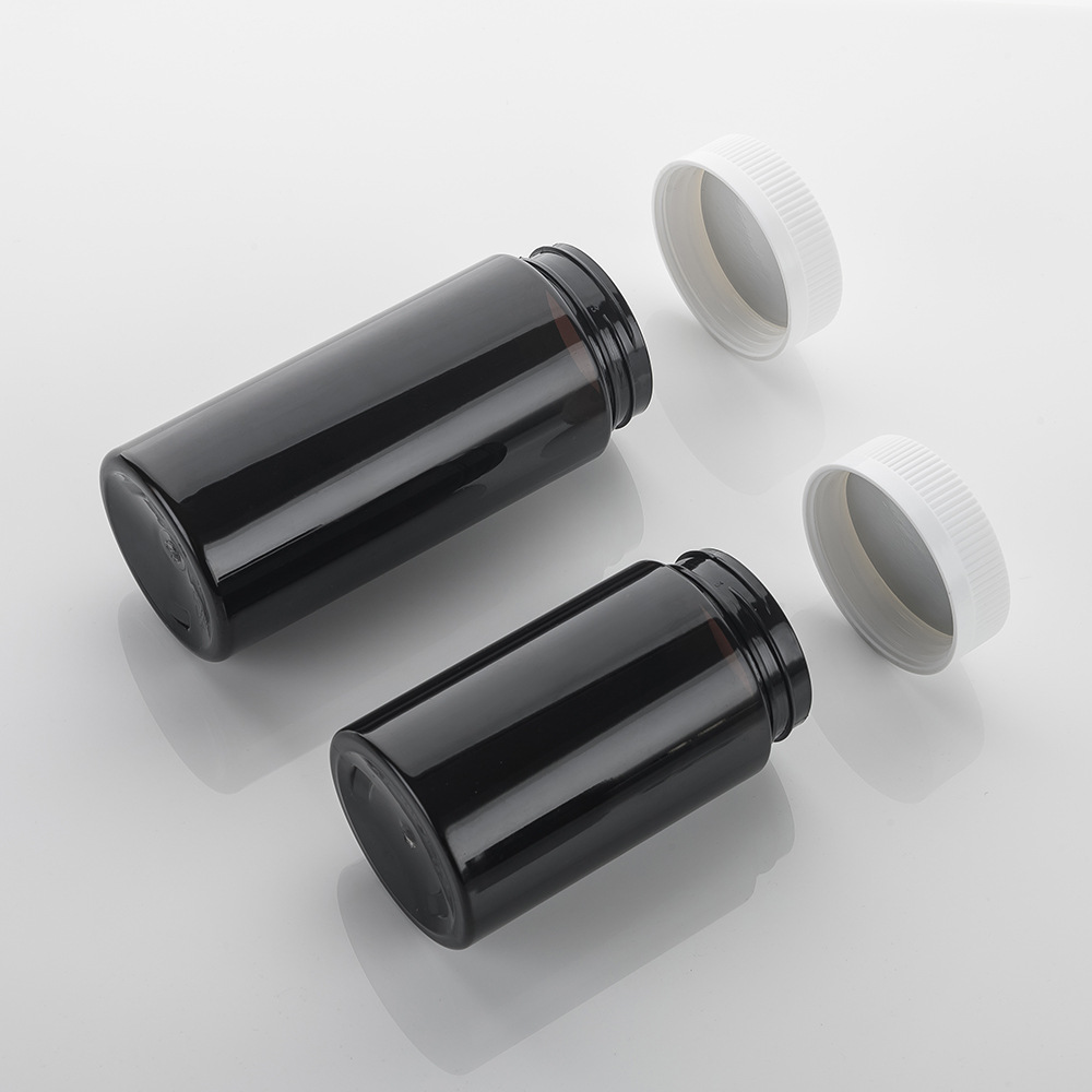 Promotion Plastic Capsule Medical Bottle 8oz Black Empty Plastic Pill Bottle Container with Tamper Proof Cap Sample Provide