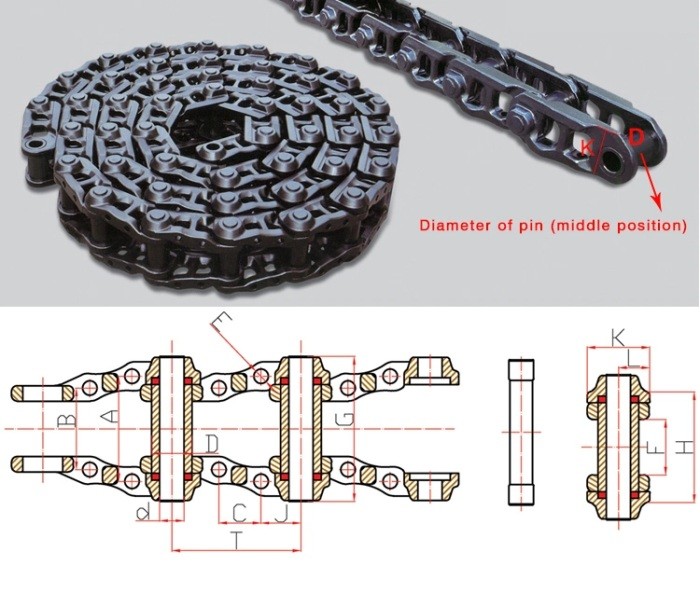 R180 R200 R210-5 R220 Excavator Undercarriage Parts Steel Track Chain With Shoe