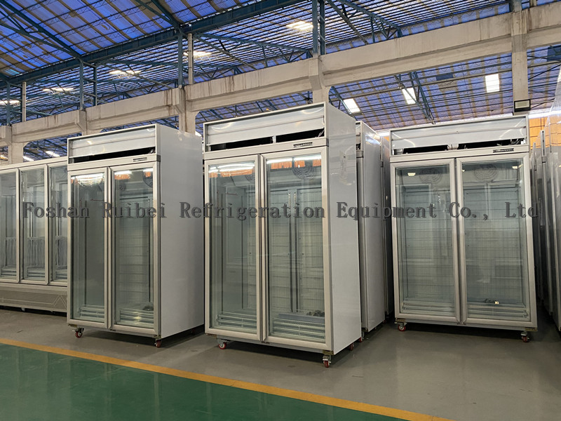 Top Mounted Commercial Glass Freezer With Automatic Drain Water Evaporating System