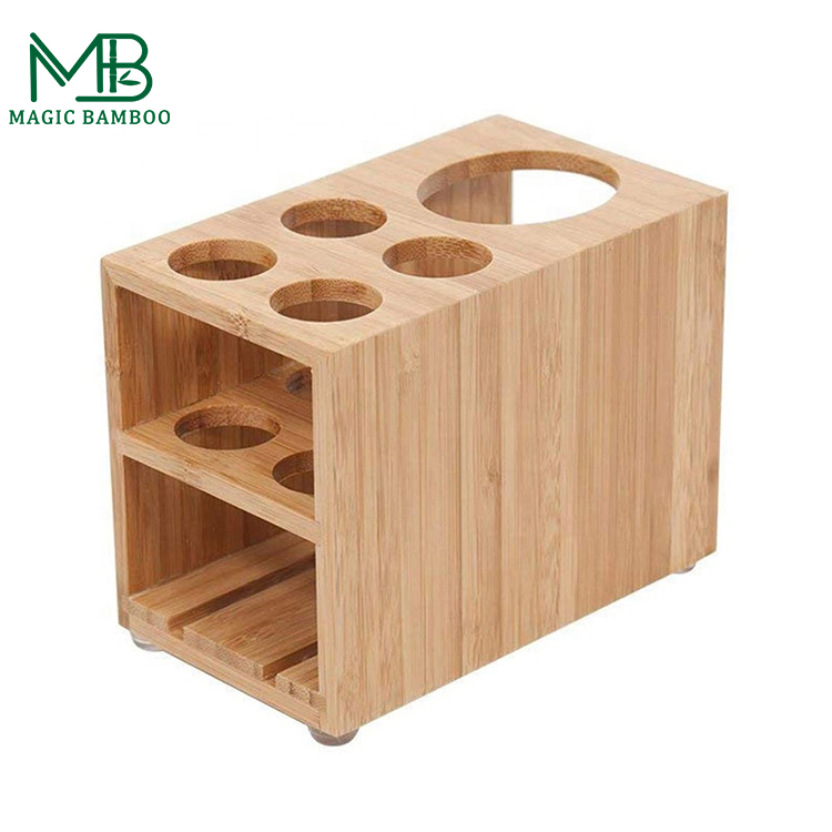 Organic Sustainable Bamboo Toothbrush Holder Toothpaste Stand For Bathroom Vanity Storage