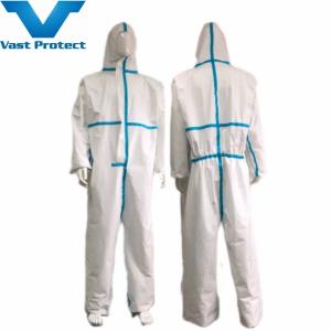 Quality Hooded Sealed Seam White Light Disposable Micro Film Coverall for Medical Examination wholesale