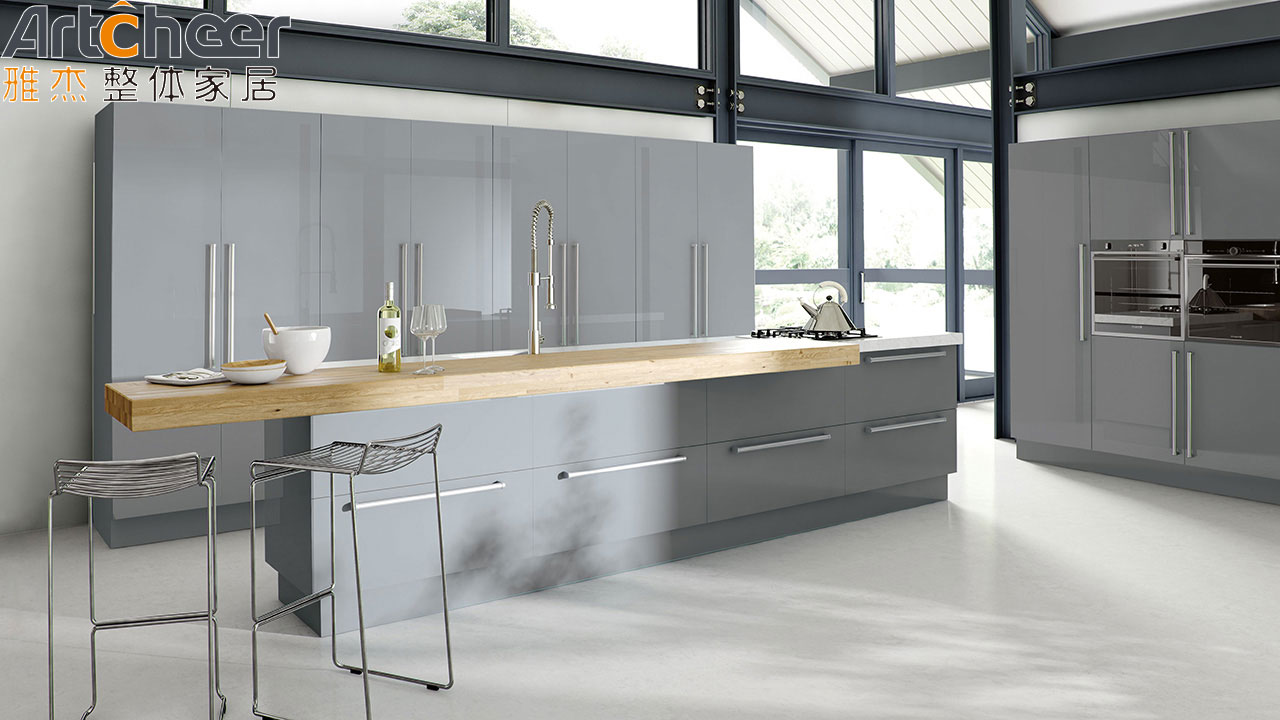 Full Bullnose Countertop Edging Kitchen Cabinet Set with Built-In Pull Out Waste Bin