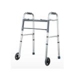 Adult Dual Button Aluminum Folding Walker with 2 Wheels