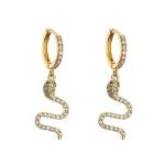 ODM 18k Gold Jewelry Snake EarringsCustom Cz Zircon Gold Plated