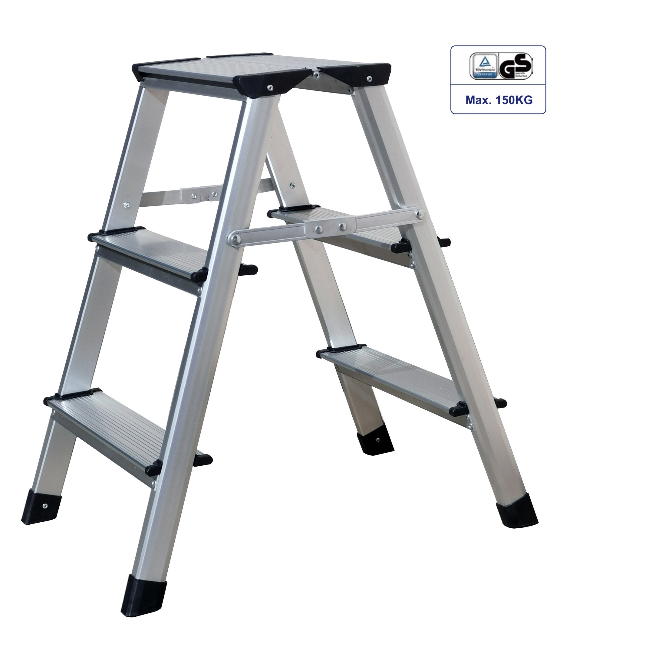 Wide Pedal Aluminum Platform Step Ladder 3 Steps Stable Performance