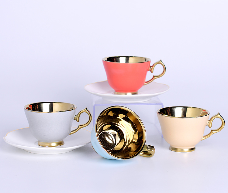 Porcelain Fashion Coffee Cupss 120ml With Electroplating Gold Plated