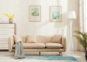 Quality Home 3 Seat Living Room Fabric Sofas Comfortable In Light Skin Colour wholesale