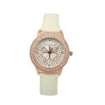 Ladies Top Quality Vogue Steel Wrist Watches with Genuine Leather Strap and