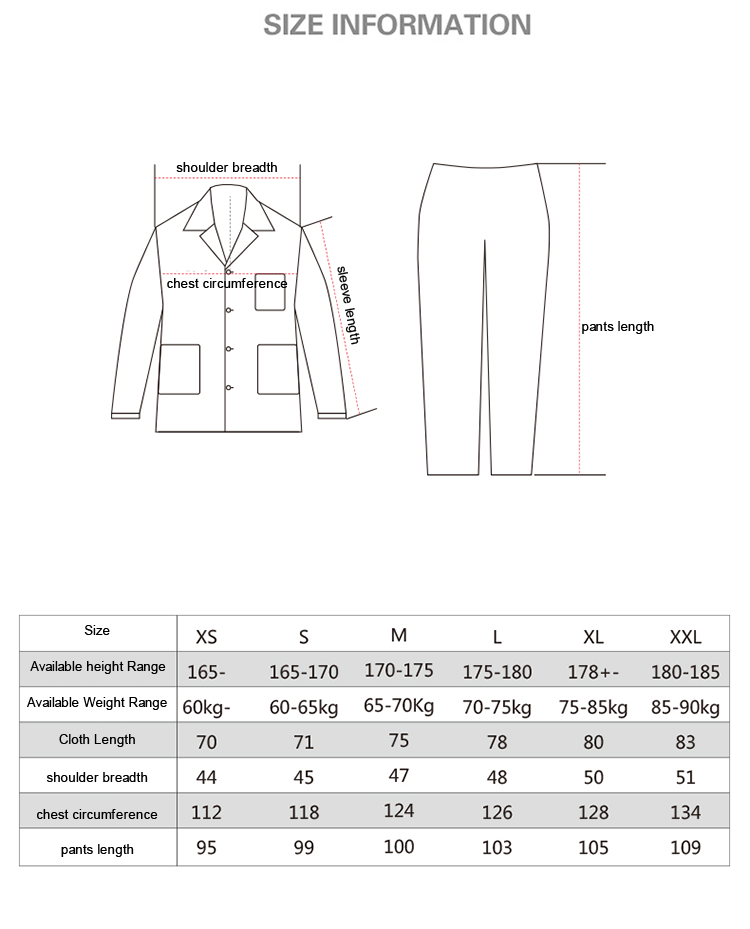 S-XL Polycotton Reusable Patient Uniform Anti Static