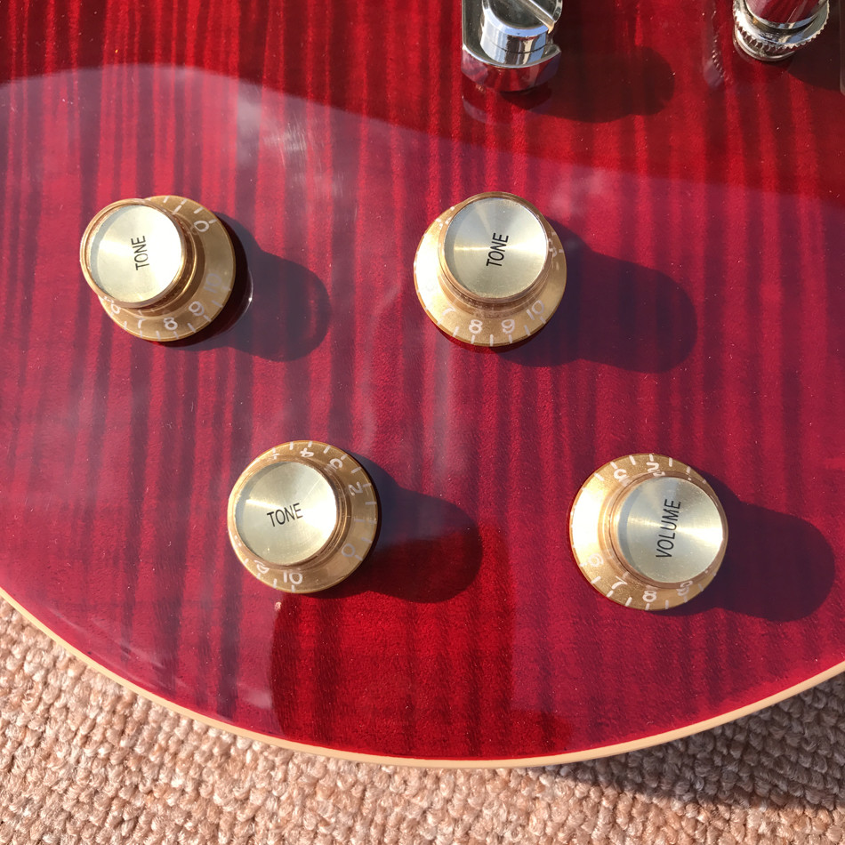 New standard LP slash electric guitar, Flame Maple Top, frets cream binding, one piece of neck & body, Tune-o-Matic brid