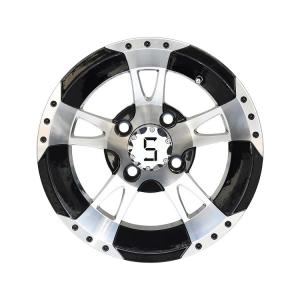 Quality 12'' 14'' Golf Cart Wheels Machined Glossy Black 5 Spokes Offset -25 wholesale