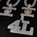 8 Inches Hip Hop Jewelry Mens Letter Pendant Iced Out Hip Hop Chains For Mens