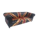 Vintage Retro Union Jack Leather Chesterfield Sofa Hotel Restaurant