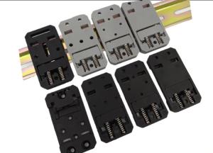 Quality 35mm Wide 67.5mm Long Nylon PA66 DIN Rail Clips Mount Holder A-35-2 In Black and Grey Color wholesale