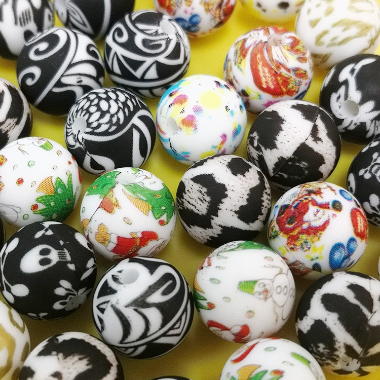 Chewable Leopard Print Silicone Beads 12mm Silicone Beads DIY Baby Toy