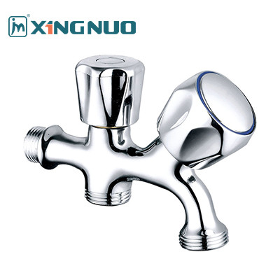 1/2 Inch Double Switch Bibcock Angle Valve For Washing Machine Bathroom Brass Valve 3/4"x1/2" Sand Blast Nickel Plate