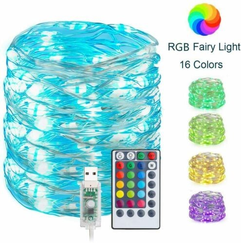 Outdoor Multicolor LED USB String Lights 500LM 5V Remote Control