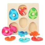 Wooden Dinosaur Egg Cartoon Animal Hand Grab Board Early Education
