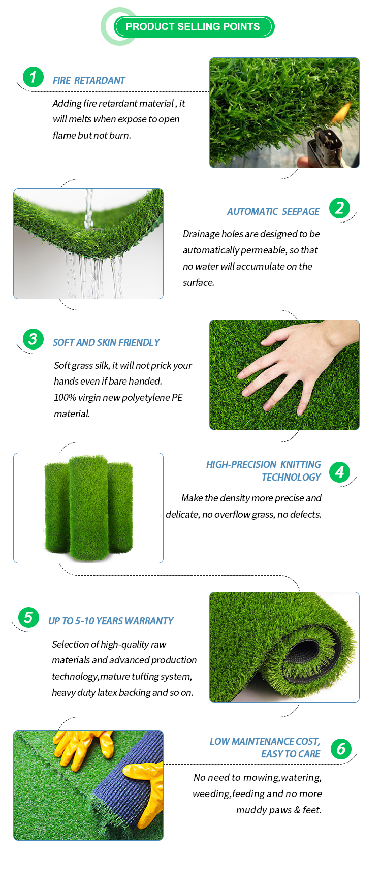 Outdoor Green Artificial Turf Grass High Density Carpet Grass Rug