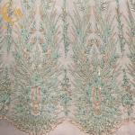 Fashion Luxury Beaded 3D Embroidery Lace Fabric For Clothing