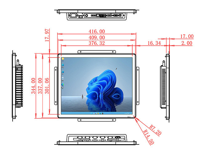 19-Inch Windows Embedded Monitor for Public Transit Systems, Smart Manufacturing, Environmental Monitoring, and Event Space